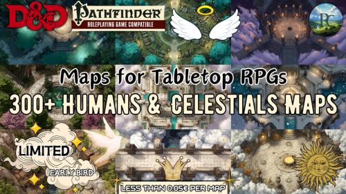 Maps for TTRPGs – Humans & Celestials: Kingdoms and Heavens