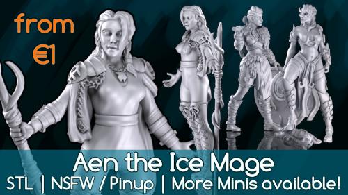Only €1! Aen the Ice Mage - STL Miniature and more!
