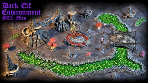 Dark Elf Environment STL Files - Pay what you want