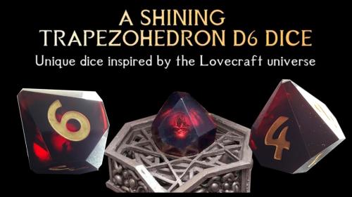 A shining Trapezohedron d6 dice
