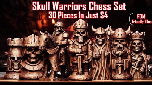 Skull Warrior Chess Set — 5 Styles Per Piece, 3D STLs