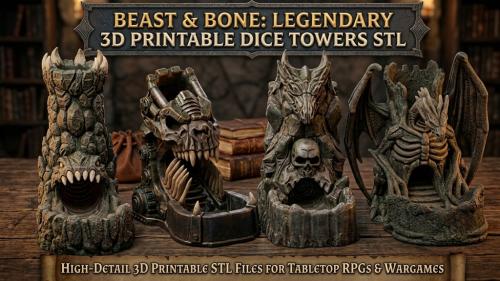 Beast & Bone: Legendary 3D Printable Dice Towers STL