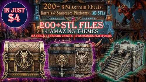 200+ RPG Terrain Chests, Barrels & Staircases - 3D STLs