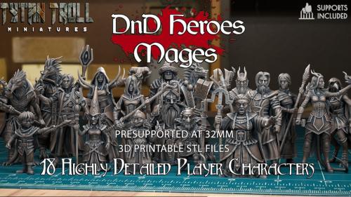 3D Printable DnD heroes #3 - Mages