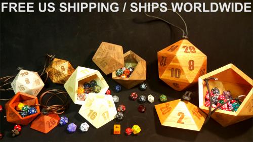 D20 Wooden Dice Carrying Cases / Perfect for D&D or any RPG