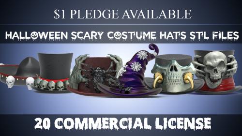 Halloween Scary Costume Hats - 3D Printable STL Files