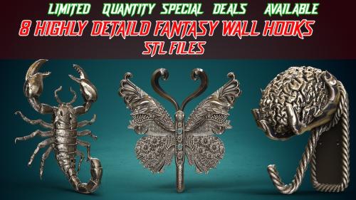 Fantasy Wall Hooks/Holders - 3D STL Files