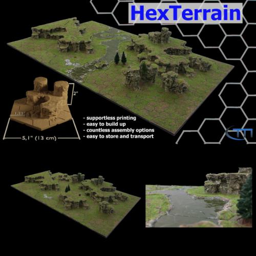 HexTerrain - printable gaming board -