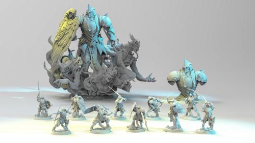 Myths of Valor - Uriel Model with bust and 32mm Scaled Minis