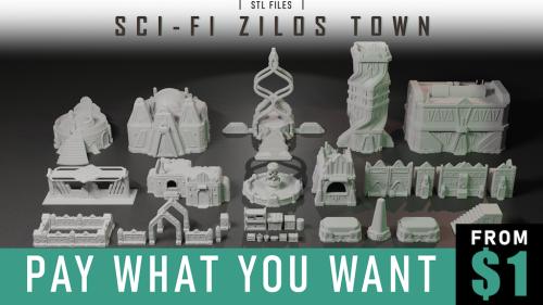 Pay What You Want: Sci-Fi Zilos Town 3D STL Files