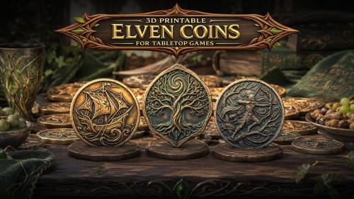 3D Printable Elven Coins STLs for Tabletop Games
