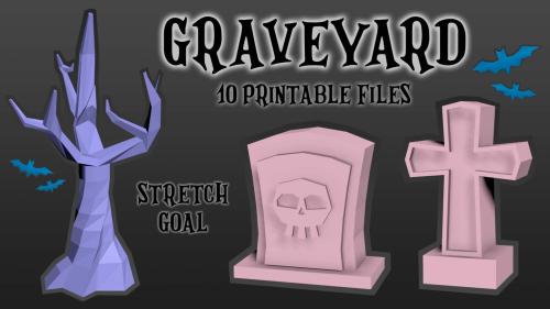 Graveyard 3D printable assets - STL/OBJ