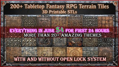 200+ Tabletop Fantasy RPG Terrain Tiles — 3D Printable STLs