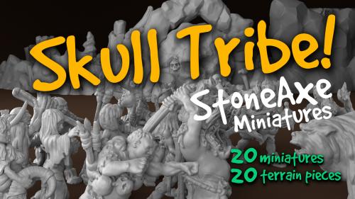 Skull Cave Dwellers! 28-32 mm set of miniatures for 3d print