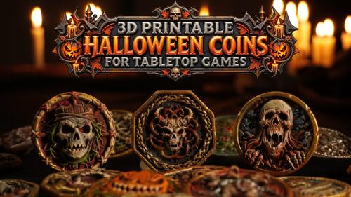 3D Printable Halloween Coins STLs for Tabletop Games