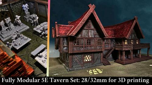 Modular Fantasy Town: Tavern - 3D Printable STL Files #2