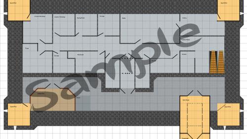 25mm scale gaming building maps/floorplans