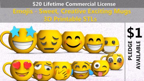 Emojis - Sweet, Creative, Exciting Mugs - 3D Printable STLs