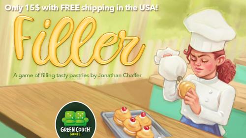 Filler: a tasty pastry card game from Green Couch Games.