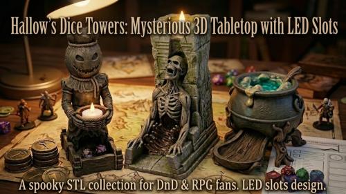 Hallow s Dice Towers: Mysterious 3D Tabletop with LED Slots