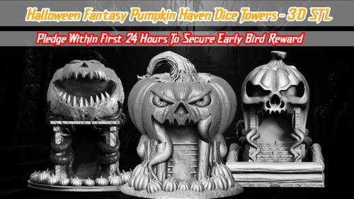 Halloween Fantasy Pumpkin Haven Dice Towers - 3D STL