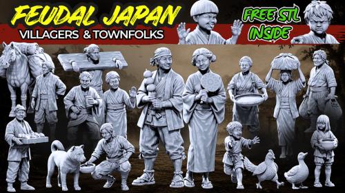 Feudal Japan Villagers & Townsfolk STL Miniatures