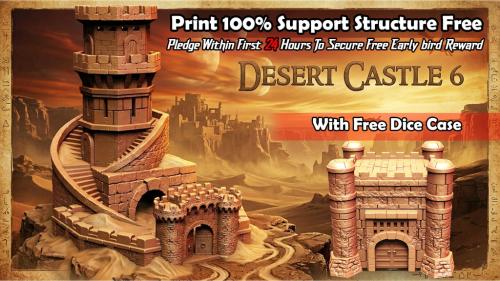 Fantasy Wizard Desert Castle 6 Dice Tower - STL File