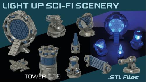 Light up sci-fi scenery STLs for 3d printing