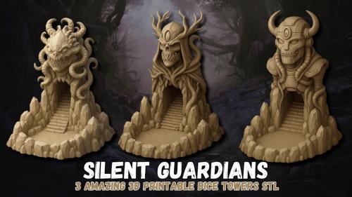 Silent Guardians: 3D Printable Dice Tower STL Dnd Tabletop