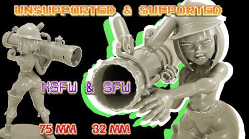 Bazooka Girl - STL FILES FOR 3D PRINTING - NSFW & SFW MINIS