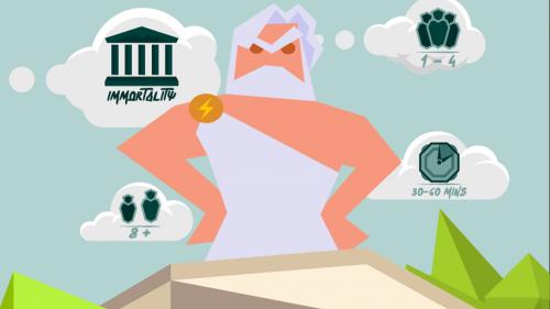 Immortality. Greek mythology game with dice, cards and more.