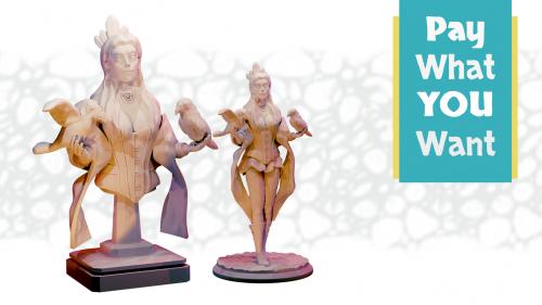 Revna - Raven whisperer - STL Miniatures