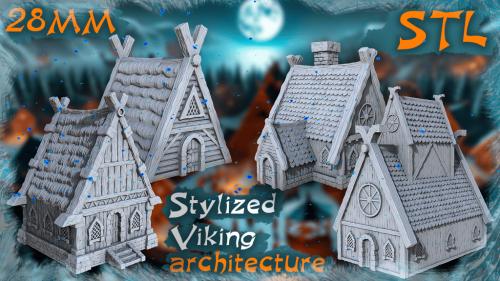 Stylized Viking Architecture 28mm STL