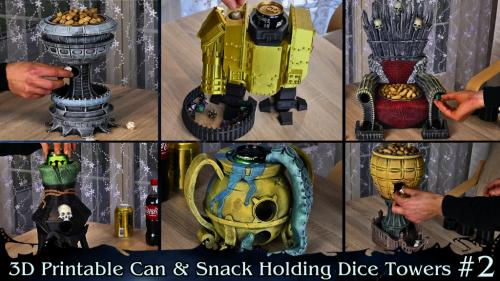Can & Snack Holding Fantasy Dice Towers: 3D Printable STL #2