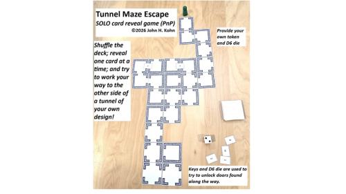 Tunnel Maze Escape SOLO card reveal game (PnP)