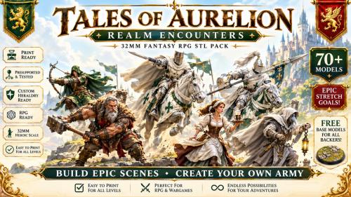 Tales of Aurelion – 32mm Fantasy RPG STL Pack minis