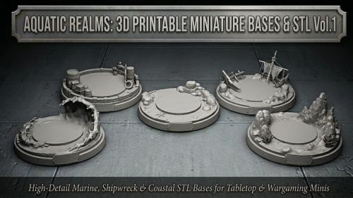 AQUATIC REALMS Vol.1: 3D Printable Miniature Bases STL