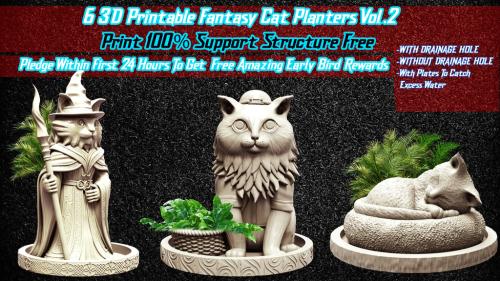 Enchanting Gardens - 3D Printable Fantasy Cat Planters Vol.2