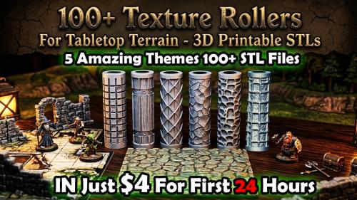 100+ Fantasy Texture Rollers for Bases & Terrain - STL Files