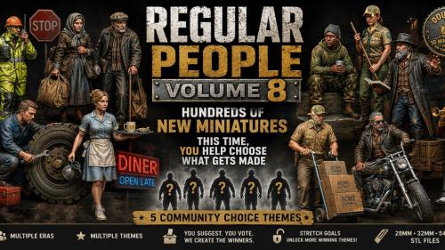 Regular People Volume 8 STL Miniatures + Backer-Voted Themes