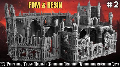 Fully Modular Grimdark Terrain - 3D Printable Set #2