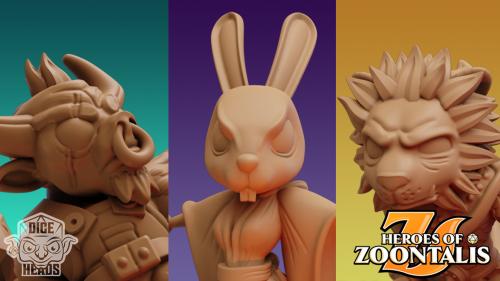 Dice Heads: Zoontalis- Animal adventurers and terrain STLs
