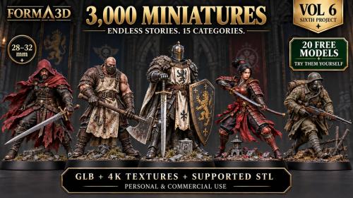3,000 Miniatures Vol. 6 -15 Worlds for Print & Digital STL
