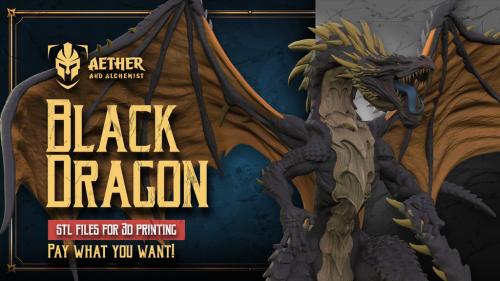 Aether and Alchemist: Black Dragon Miniature STL 3D Printing
