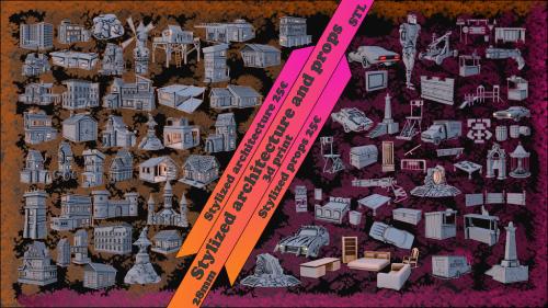 Stylized architecture and props