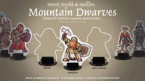 Mountain Dwarves 30mm 2D Fantasy Gaming Miniatures
