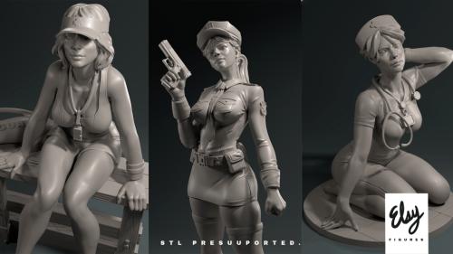 Female Professions Pin-Up STLs for 3D Print