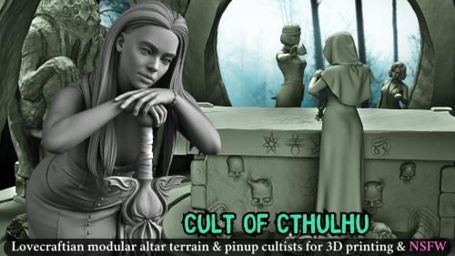 Cult of Cthulhu: 3D printable Cultists pin-up, Altar terrain