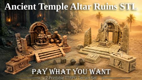 Ancient Temple Altar Ruins STL:2 Printable TRPG Terrain Set