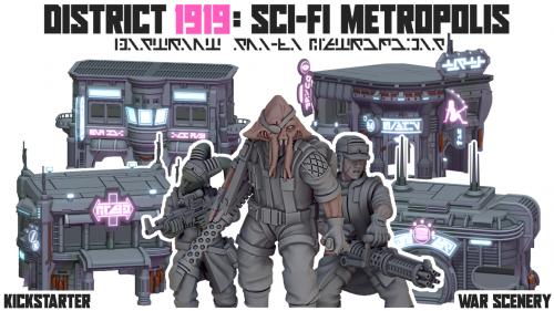 District 1919 - 3D printable Sci-Fi Metropolis at War